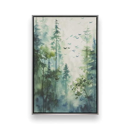 Misty Forest Flight Canvas Print, Set of 2
