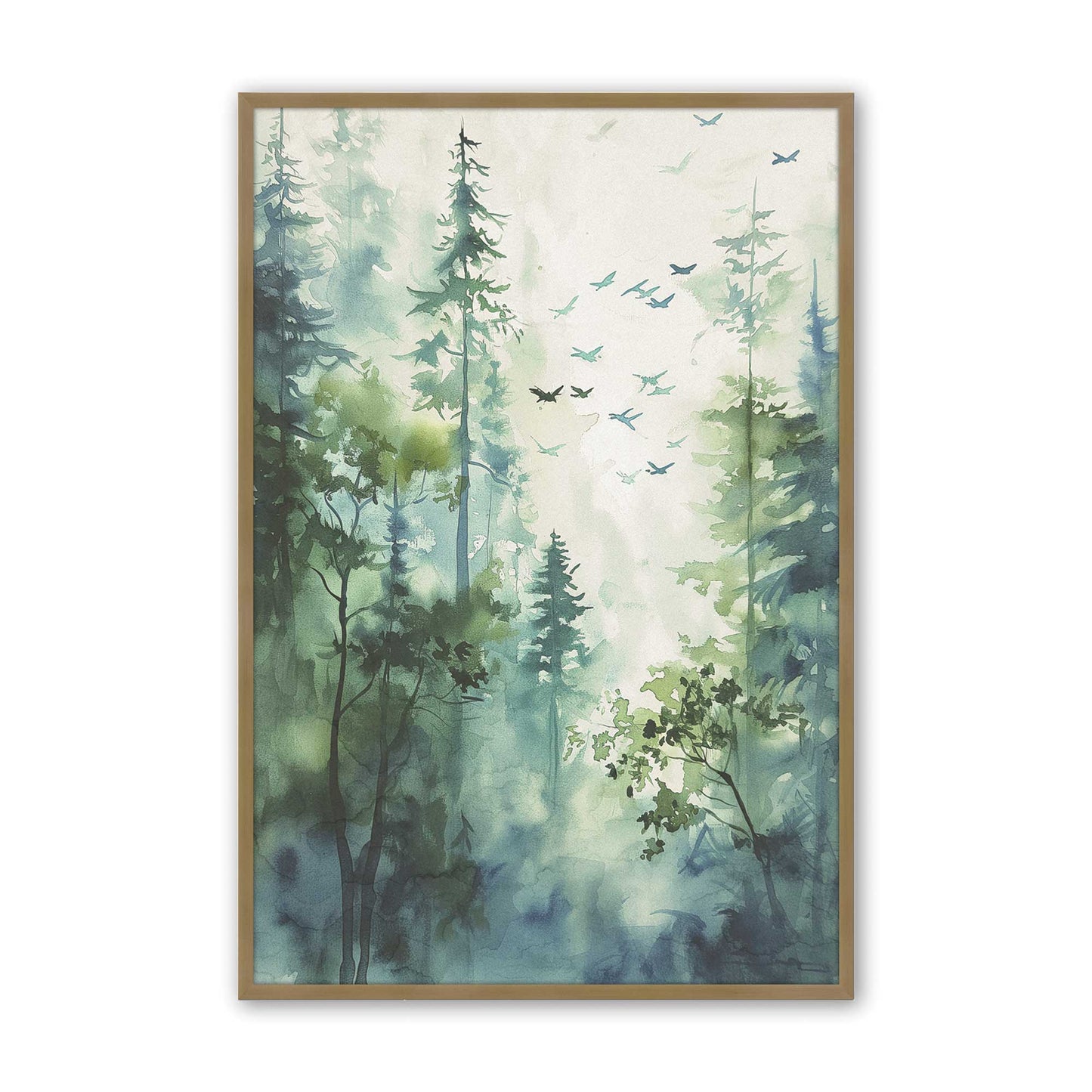Misty Forest Flight Art Print, Set of 2