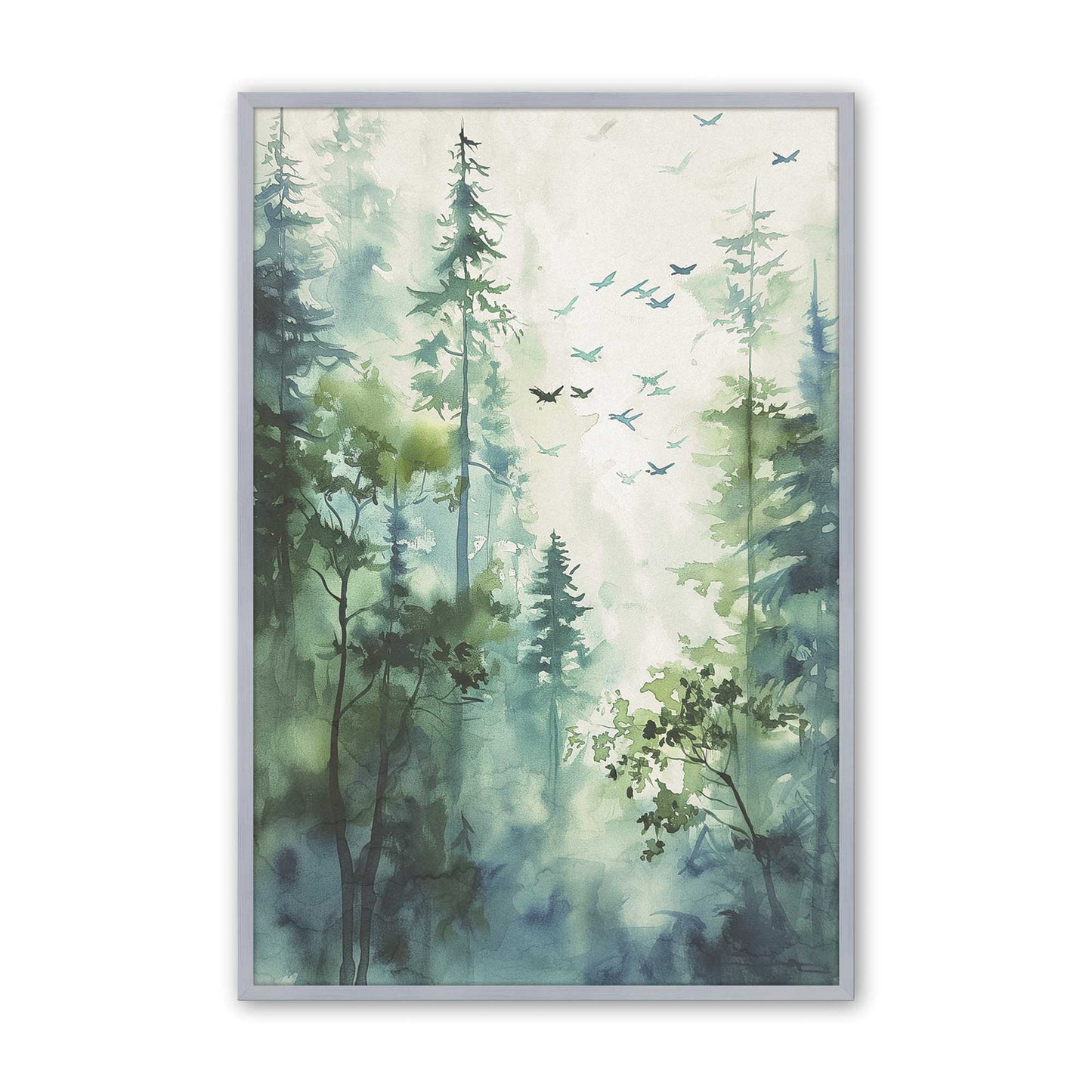 Misty Forest Flight Art Print, Set of 2