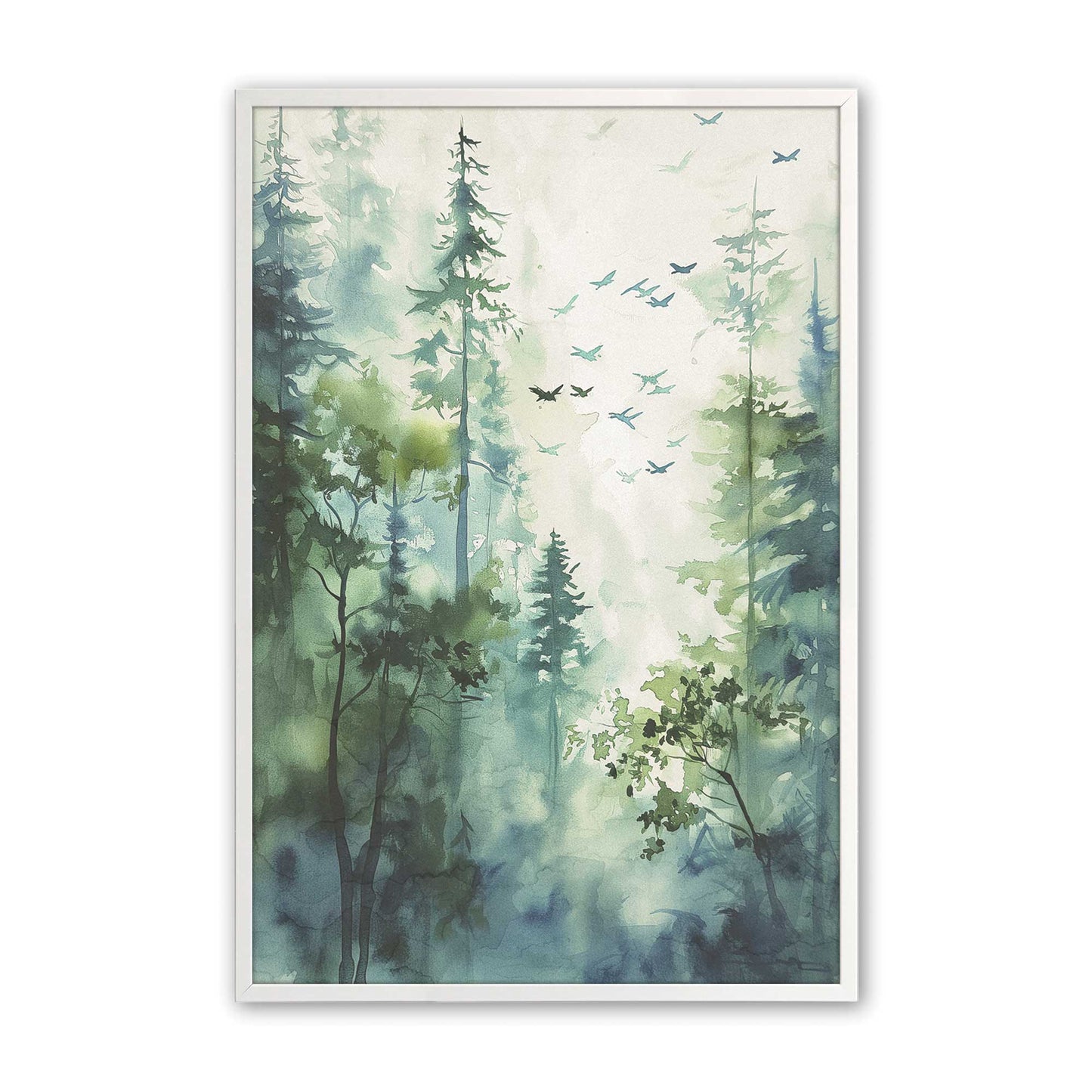 Misty Forest Flight Art Print, Set of 2