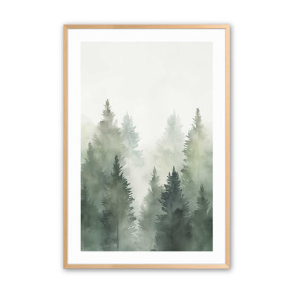 Foggy Pines Art Print, Set of 3