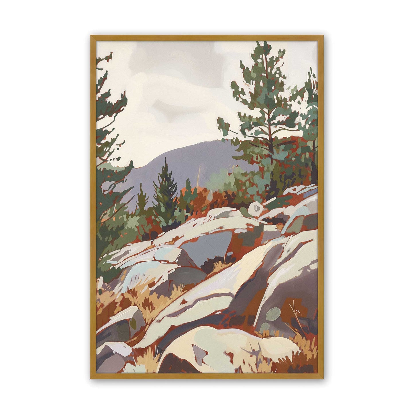 Bold Mountainside View Art Print, Set of 2