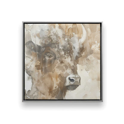 Bisons in Watercolor Canvas Print, Set of 2