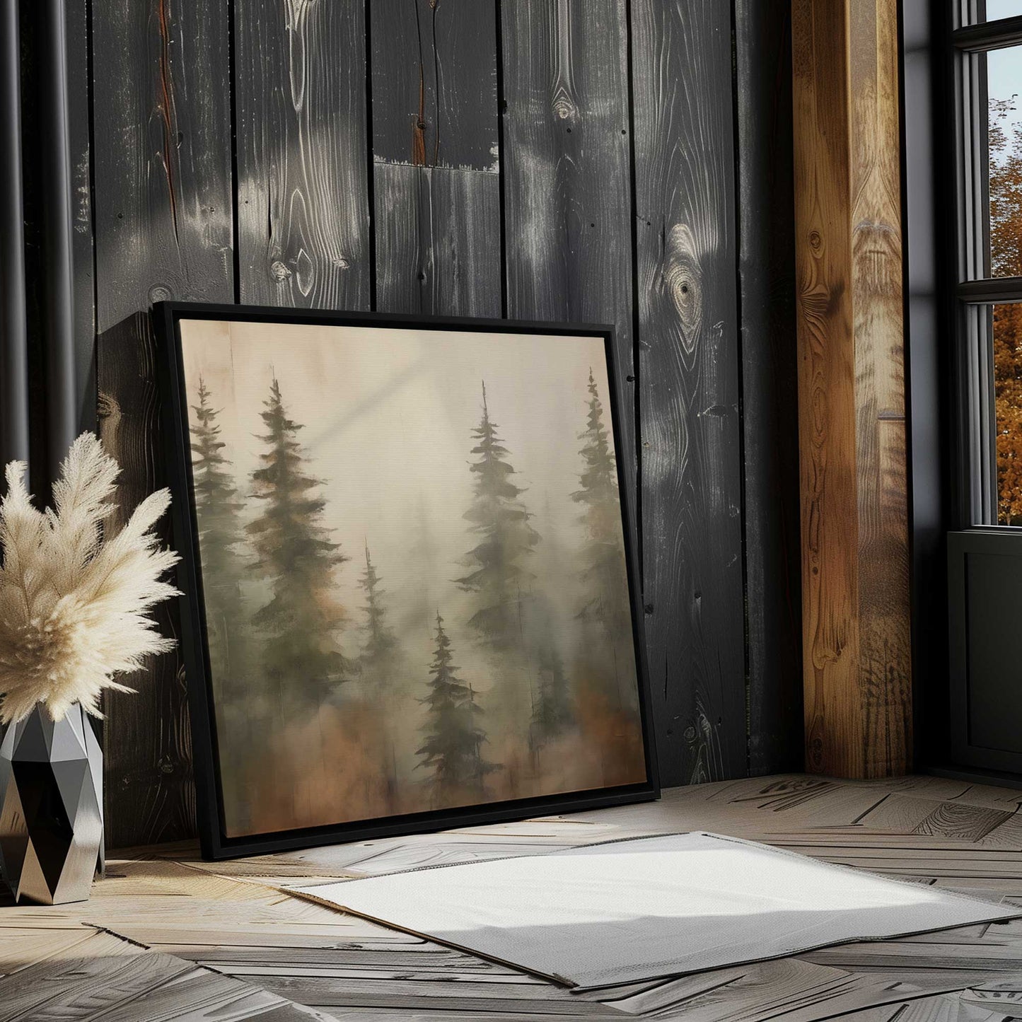 Foggy Autumn Pines II Canvas Print