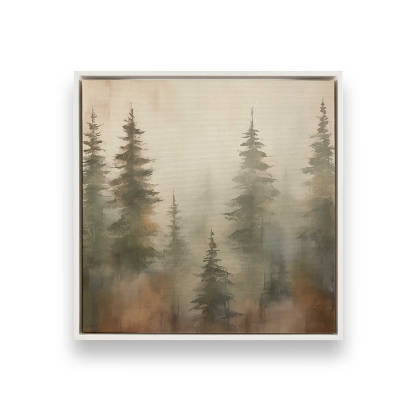 Foggy Autumn Pines Canvas Print, Set of 2