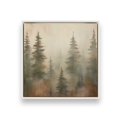 Foggy Autumn Pines Canvas Print, Set of 2