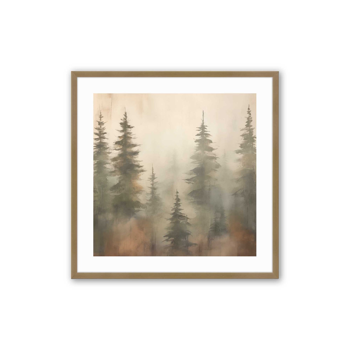 Foggy Autumn Pines Art Print, Set of 2