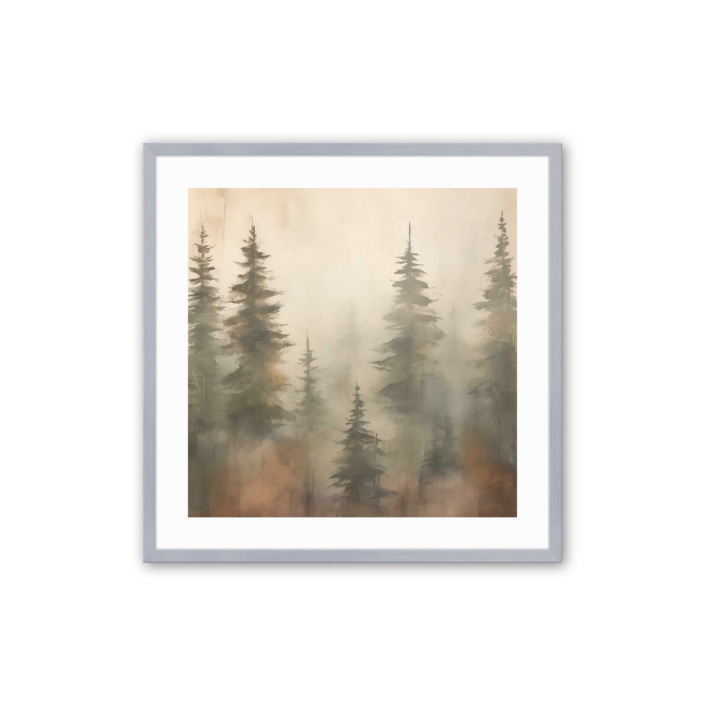 Foggy Autumn Pines Art Print, Set of 2