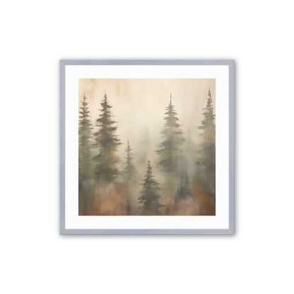 Foggy Autumn Pines Art Print, Set of 2