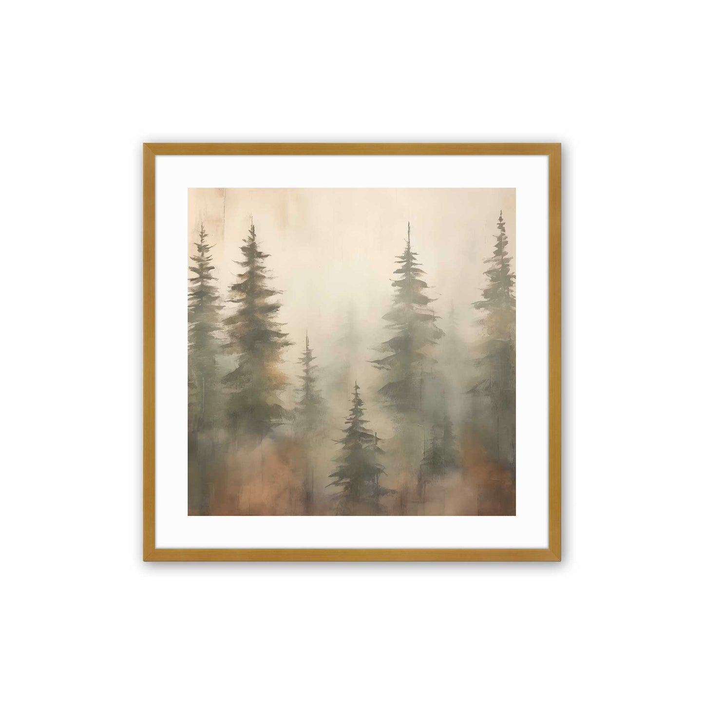 Foggy Autumn Pines Art Print, Set of 2