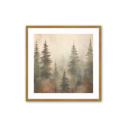 Foggy Autumn Pines Art Print, Set of 2