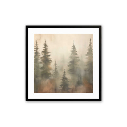 Foggy Autumn Pines Art Print, Set of 2