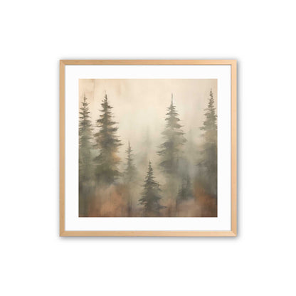 Foggy Autumn Pines Art Print, Set of 2