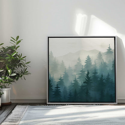 Foggy Evergreen Peaks Canvas Print
