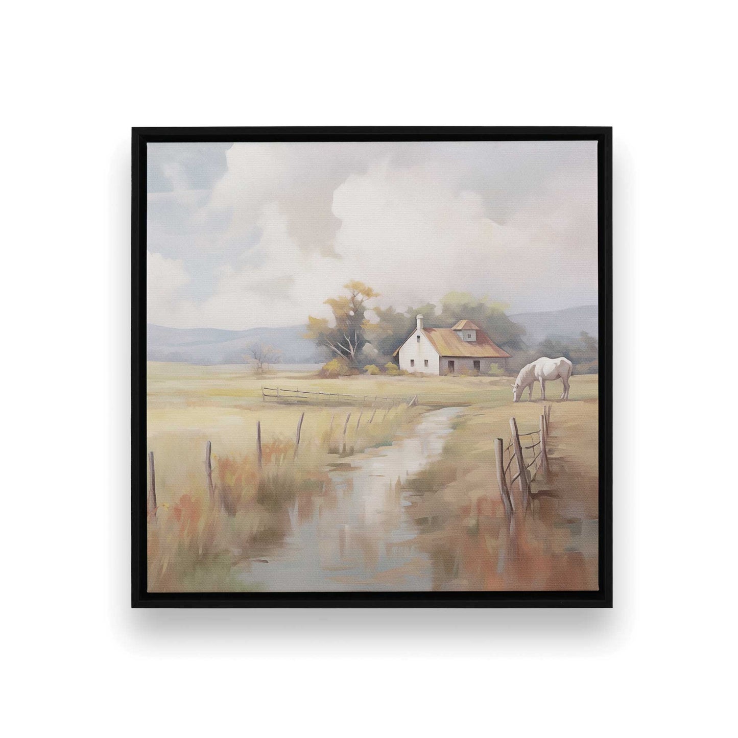 Countryside Farmhouses Canvas Print, Set of 2