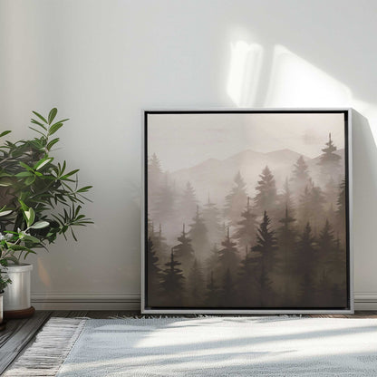 Foggy Peaks and Pines Canvas Print