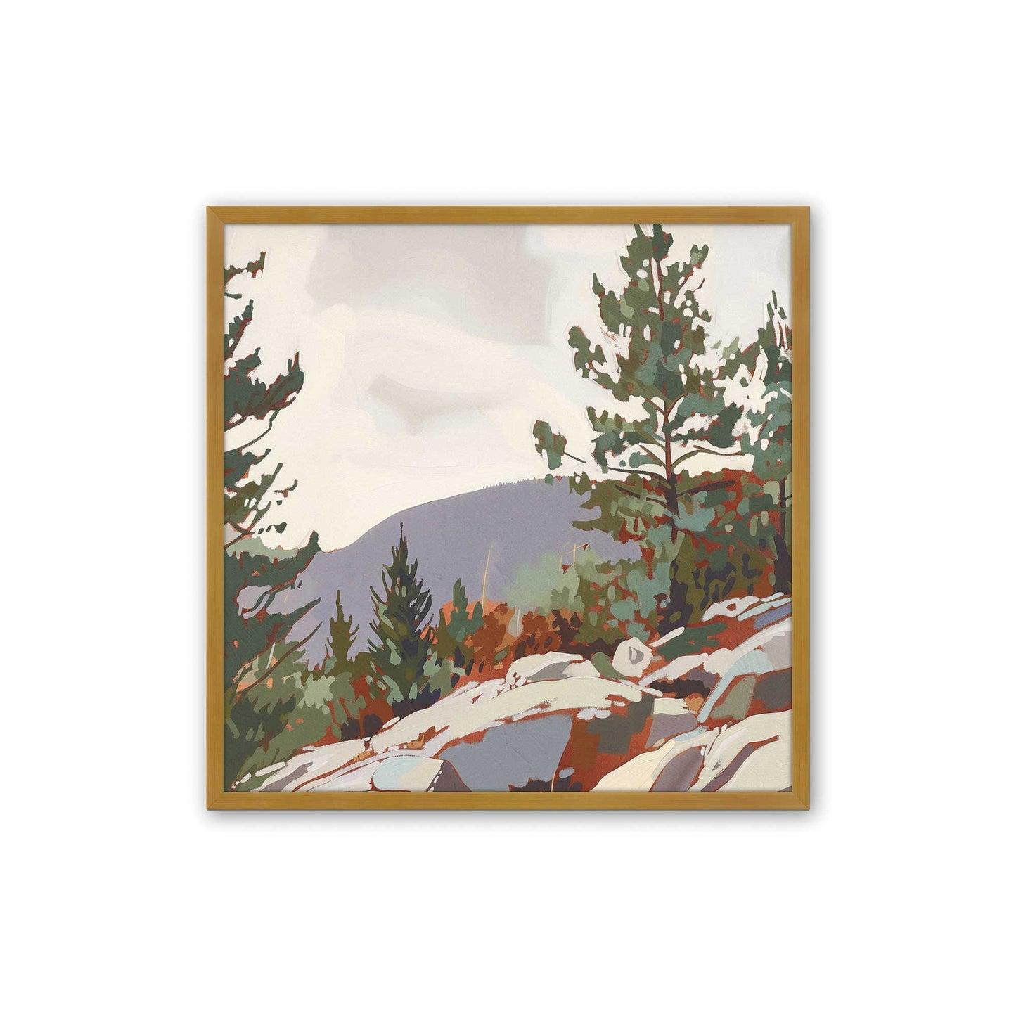 Bold Rocks and Pines Art Print, Set of 2