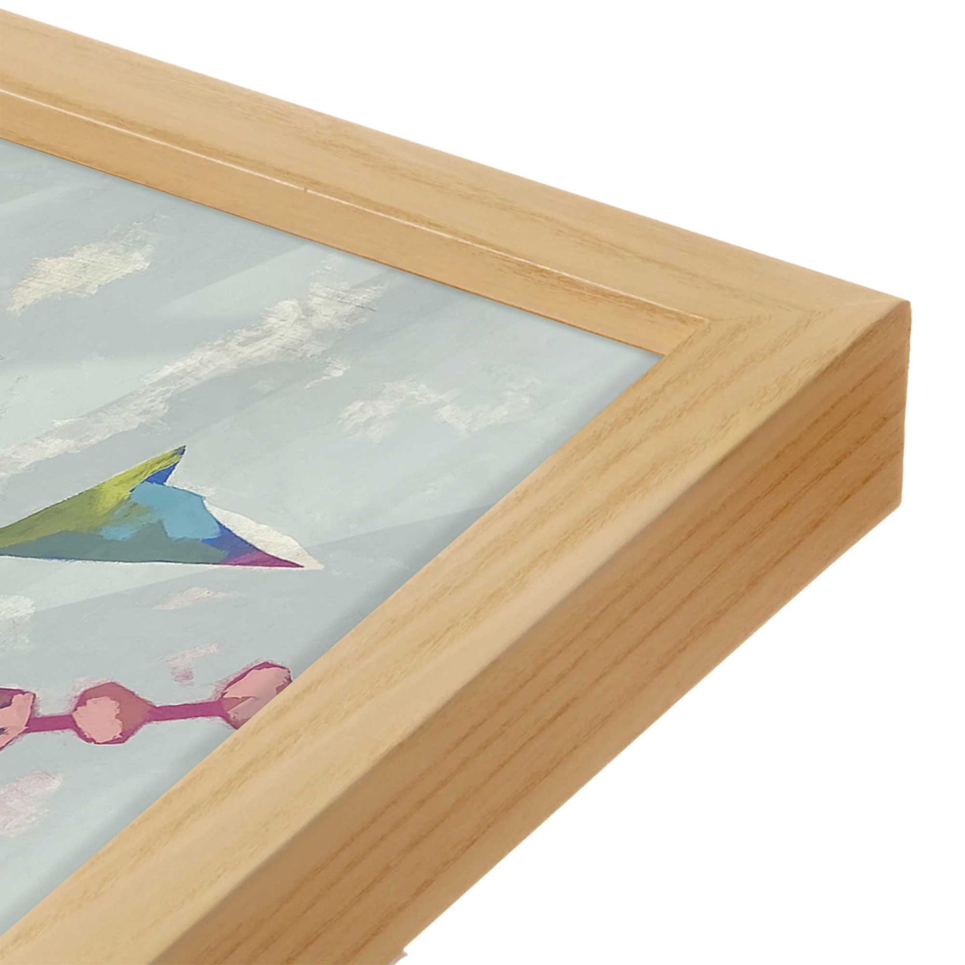 [Color:American Maple], Picture of art in a American Maple frame at an angle