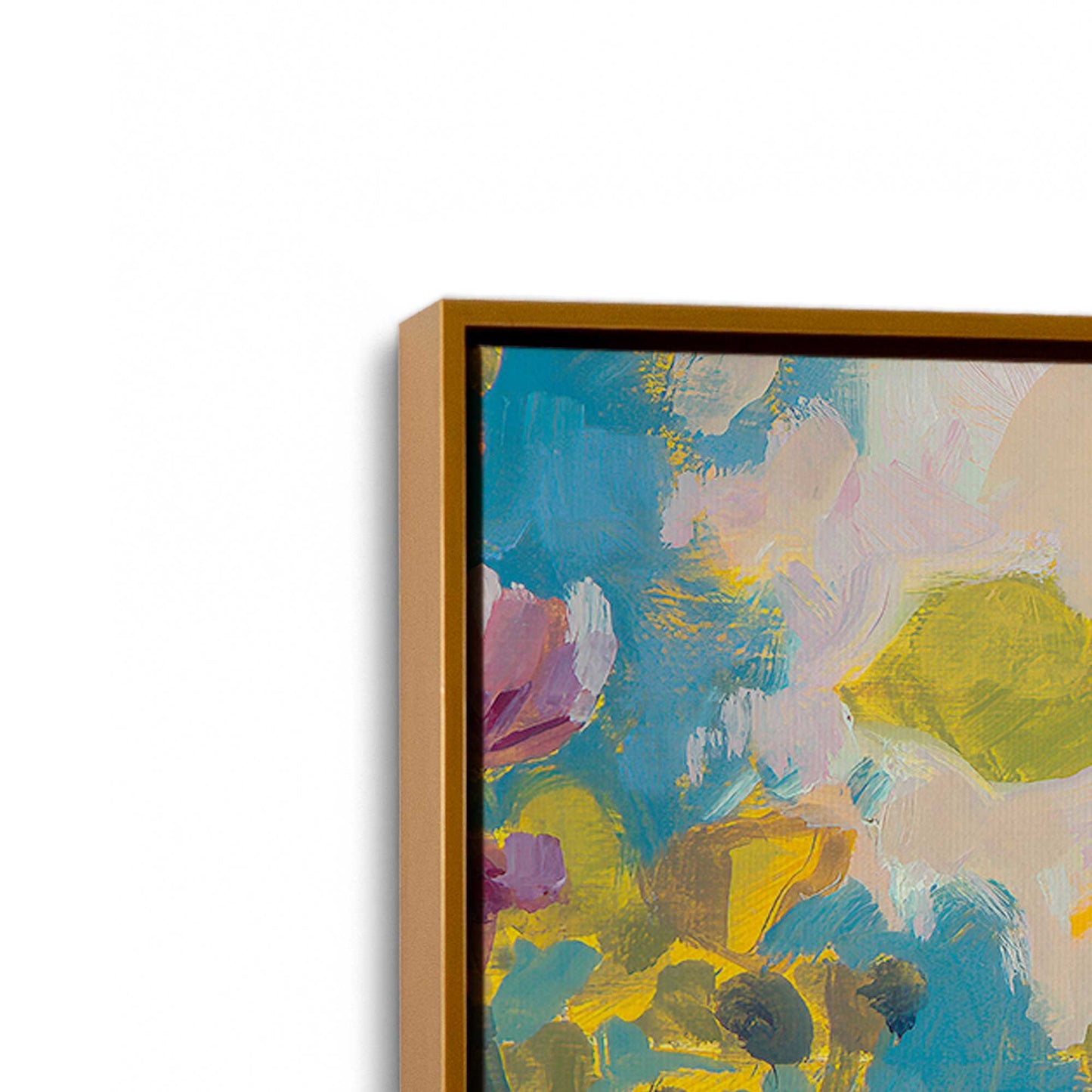 [Color:Polished Gold], Picture of art in a Polished Gold frame at an angle