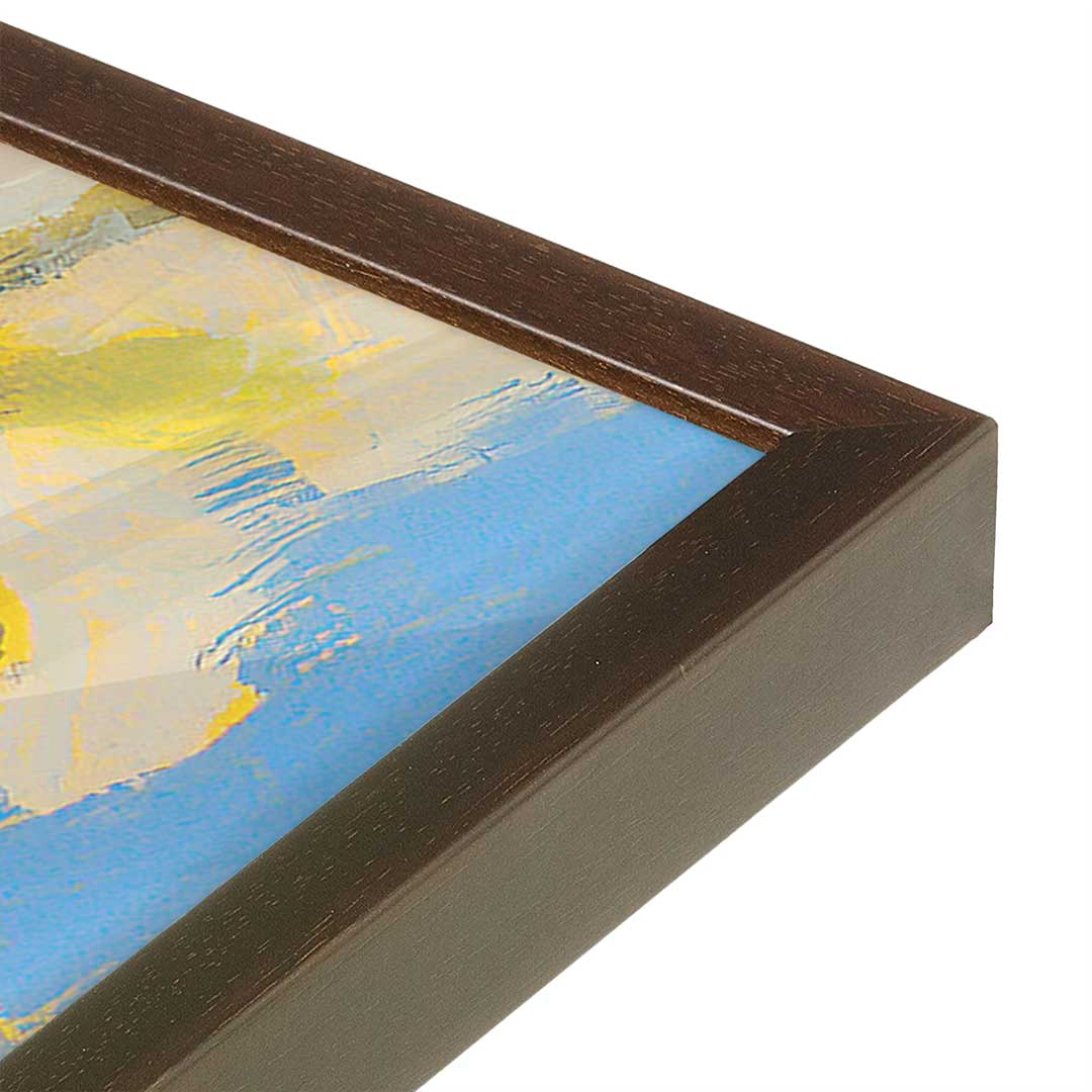 [Color:Brown], Picture of art in a Brown frame at an angle