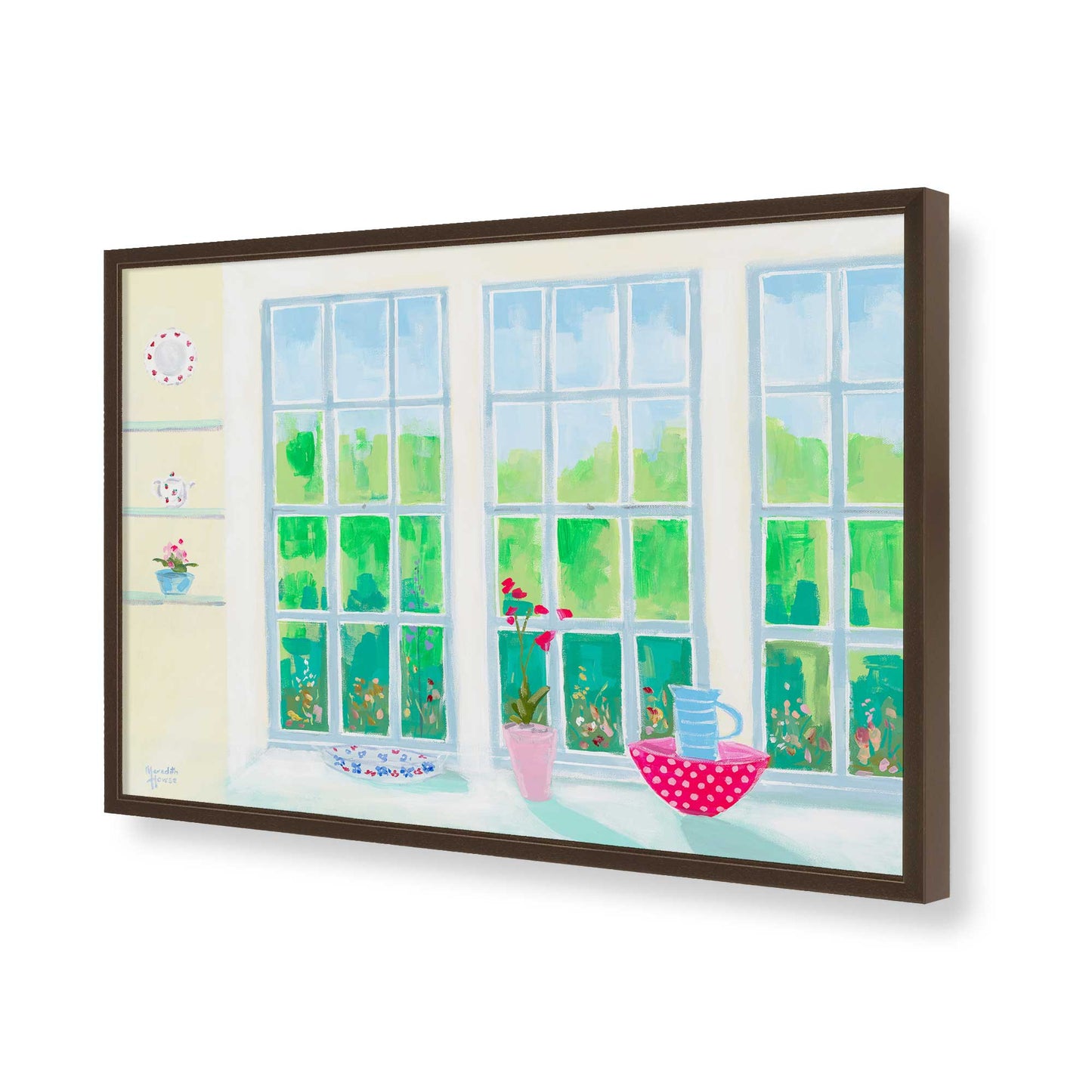 [Color:Brown], Picture of art in a Brown frame of the corner