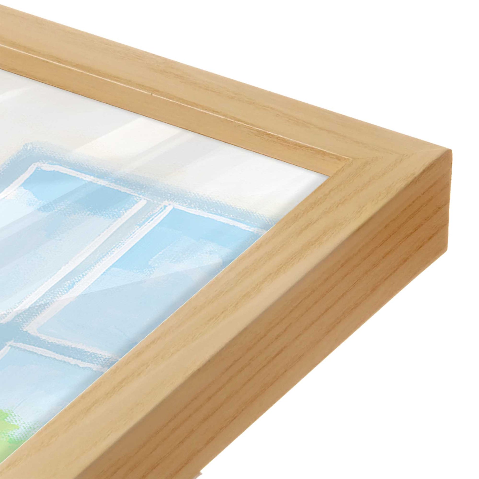 [Color:American Maple], Picture of art in a American Maple frame at an angle