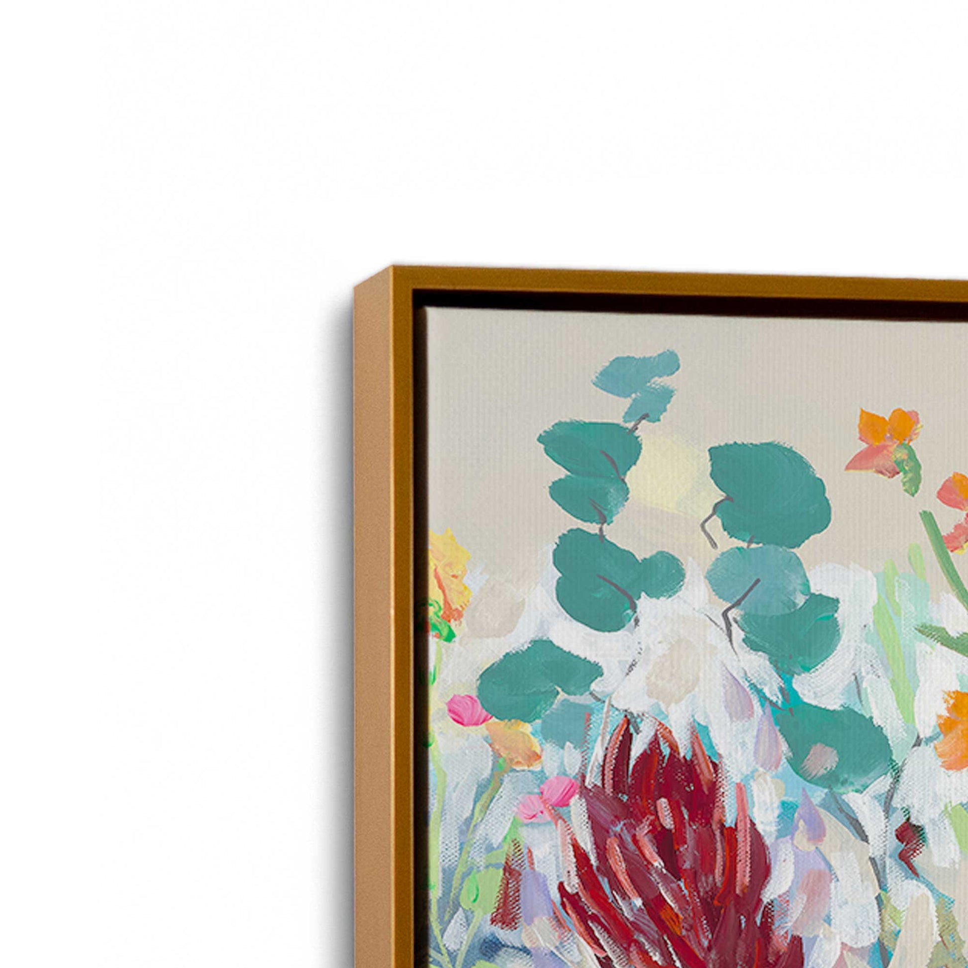 [Color:Polished Gold], Picture of art in a Polished Gold frame at an angle