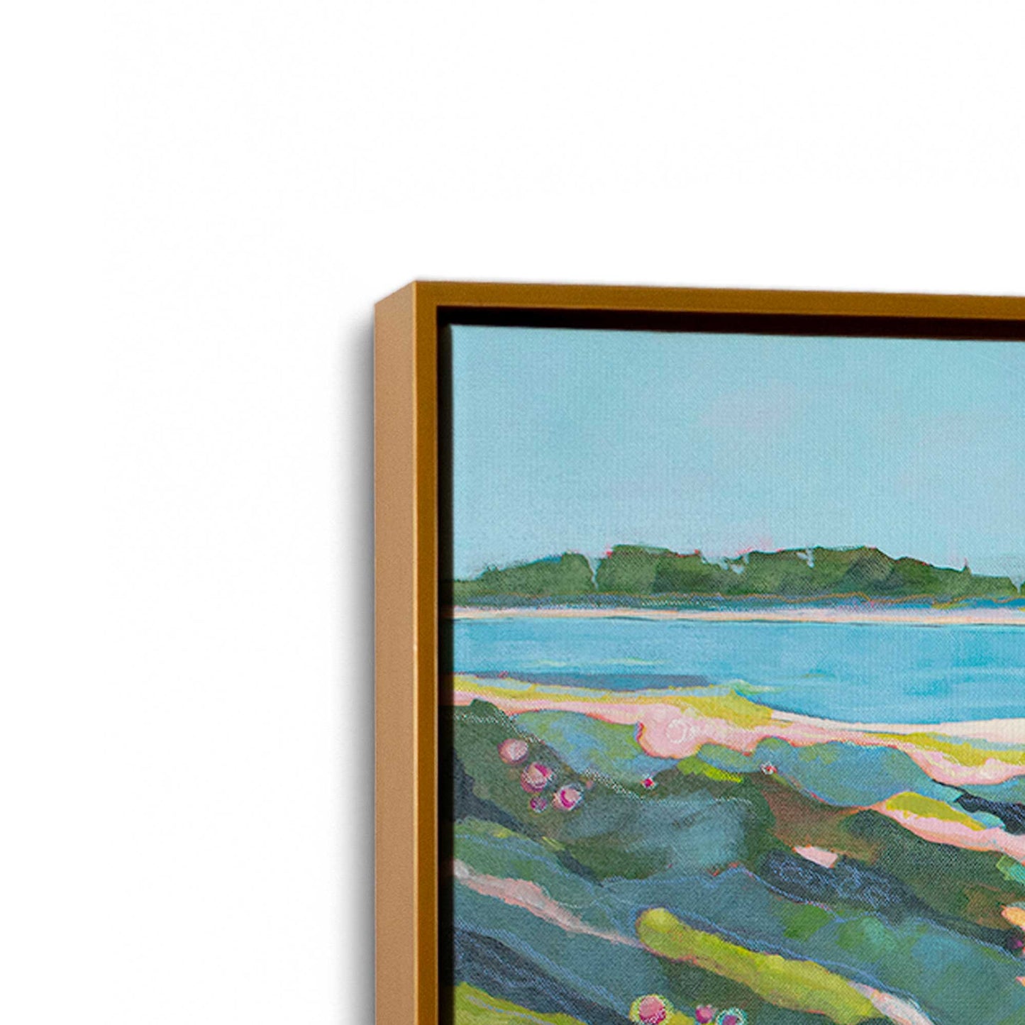 [Color:Polished Gold], Picture of art in a Polished Gold frame at an angle