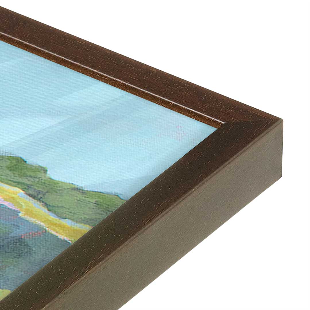 [Color:Brown], Picture of art in a Brown frame at an angle