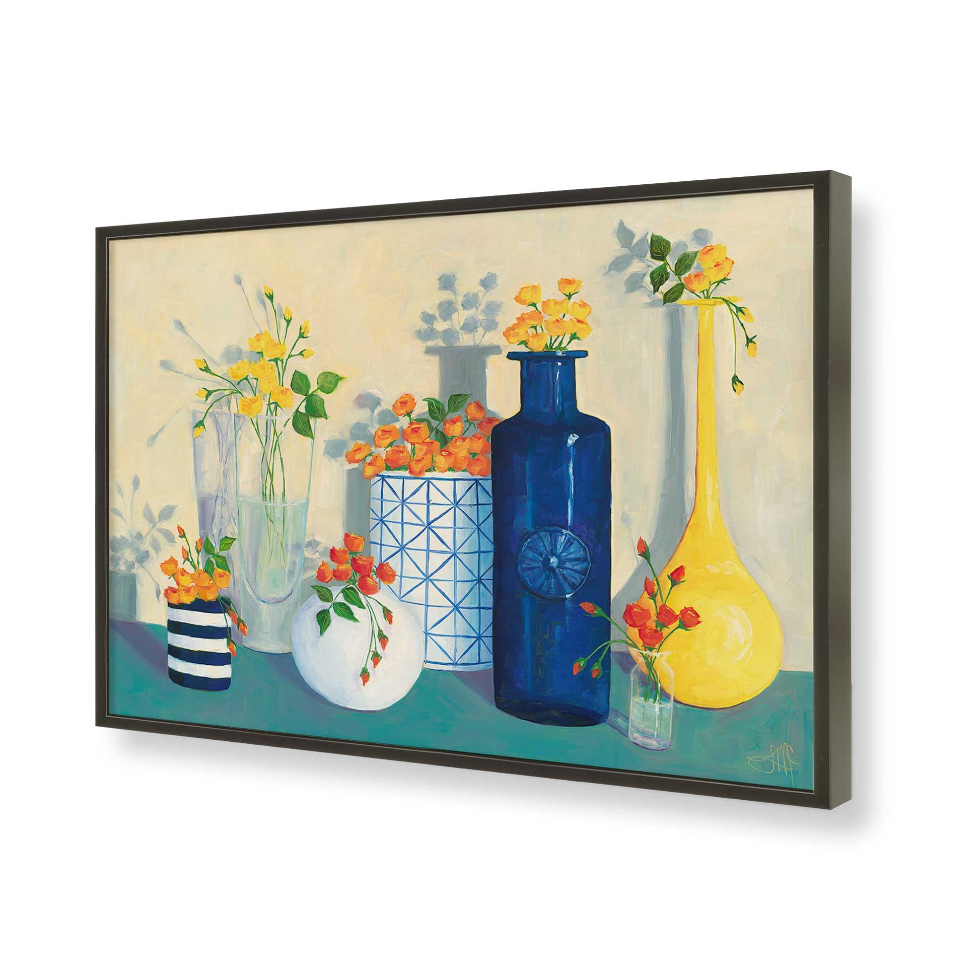 [Color:Satin Black], Picture of art in a Satin Black frame of the corner