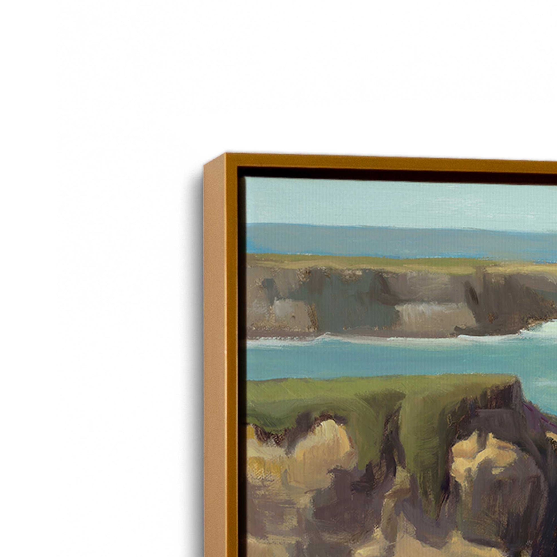 [Color:Polished Gold], Picture of art in a Polished Gold frame at an angle