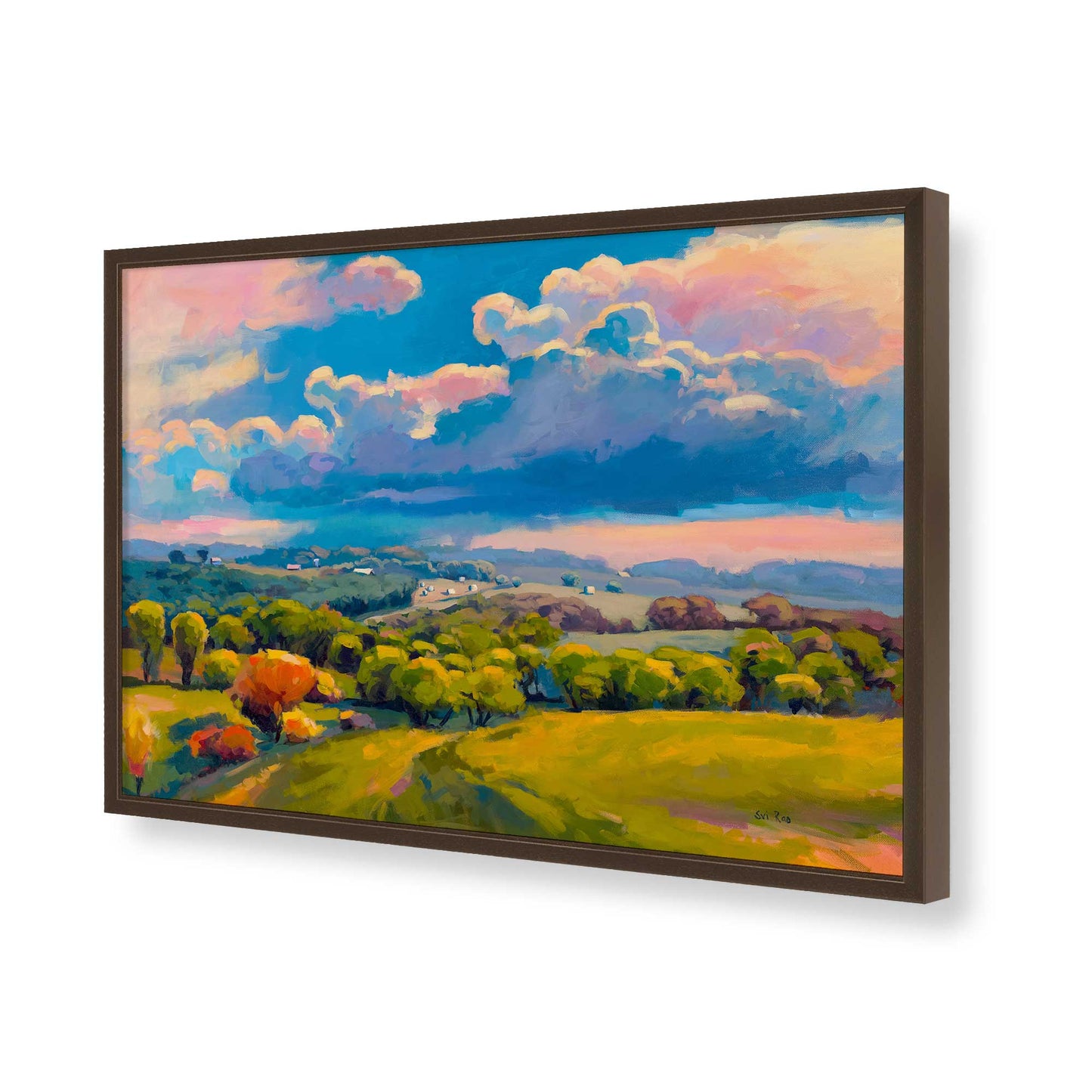 [Color:Brown], Picture of art in a Brown frame of the corner