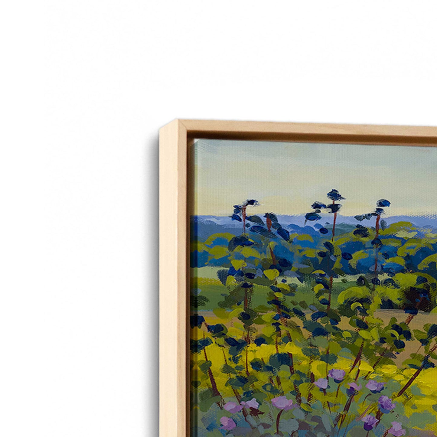 [Color:American Maple], Picture of art in a American Maple frame at an angle