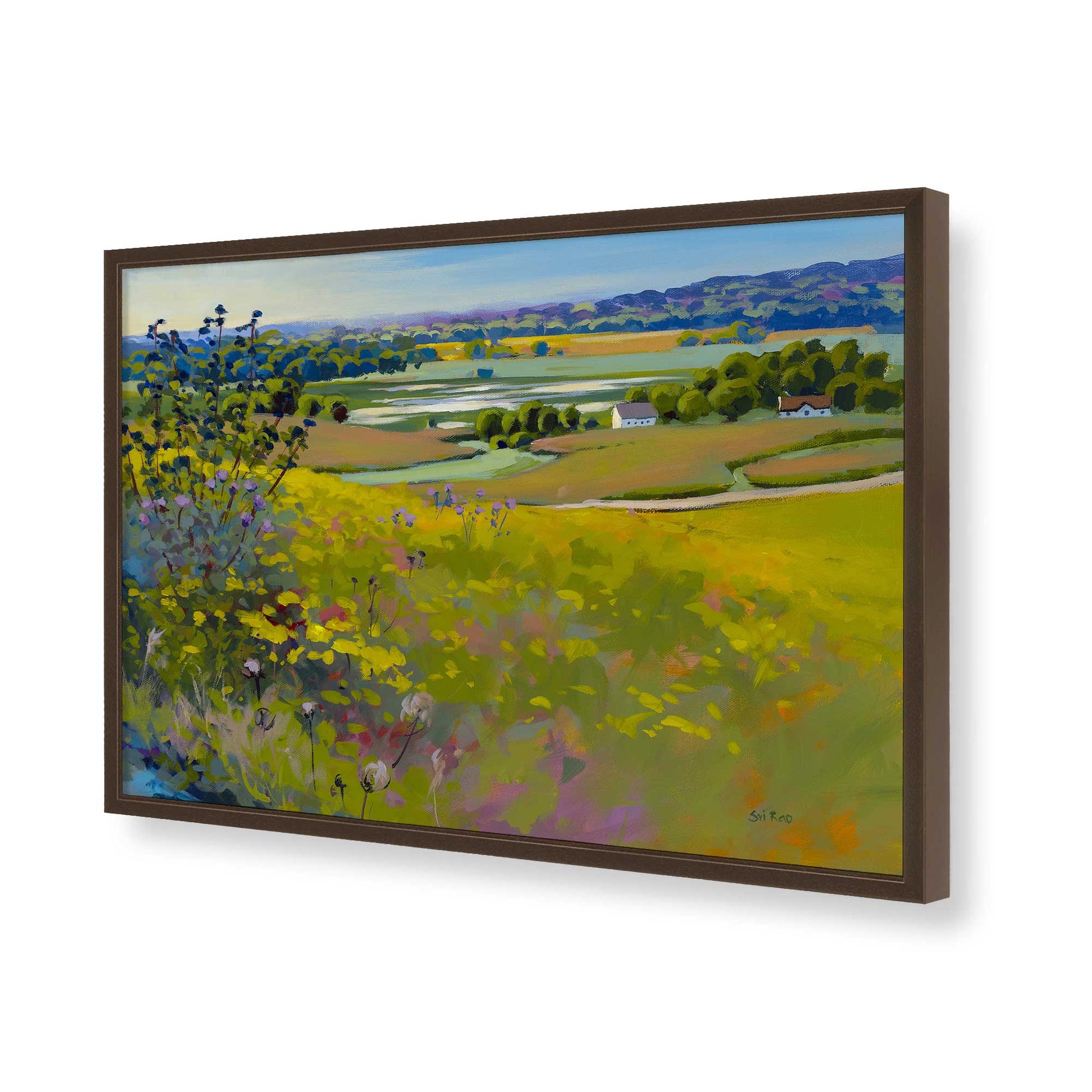 [Color:Brown], Picture of art in a Brown frame of the corner