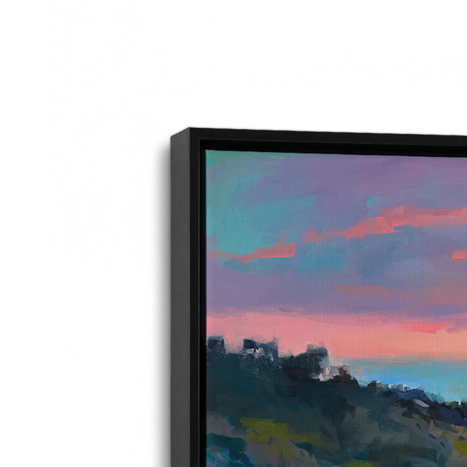 [Color:Satin Black], Picture of art in a Satin Black frame at an angle