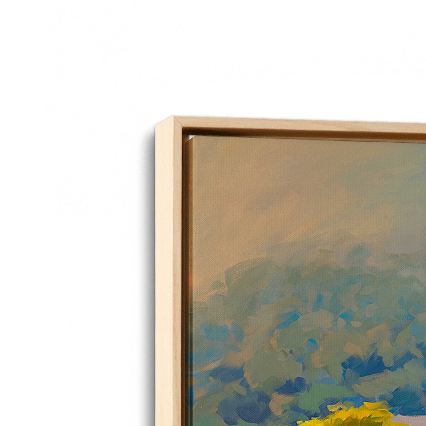 [Color:American Maple], Picture of art in a American Maple frame at an angle