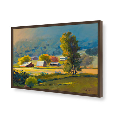 [Color:Brown], Picture of art in a Brown frame of the corner