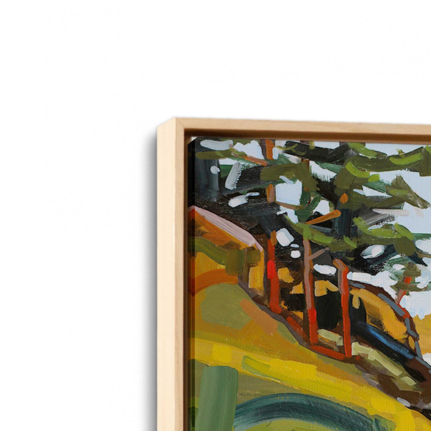 [Color:American Maple], Picture of art in a American Maple frame at an angle