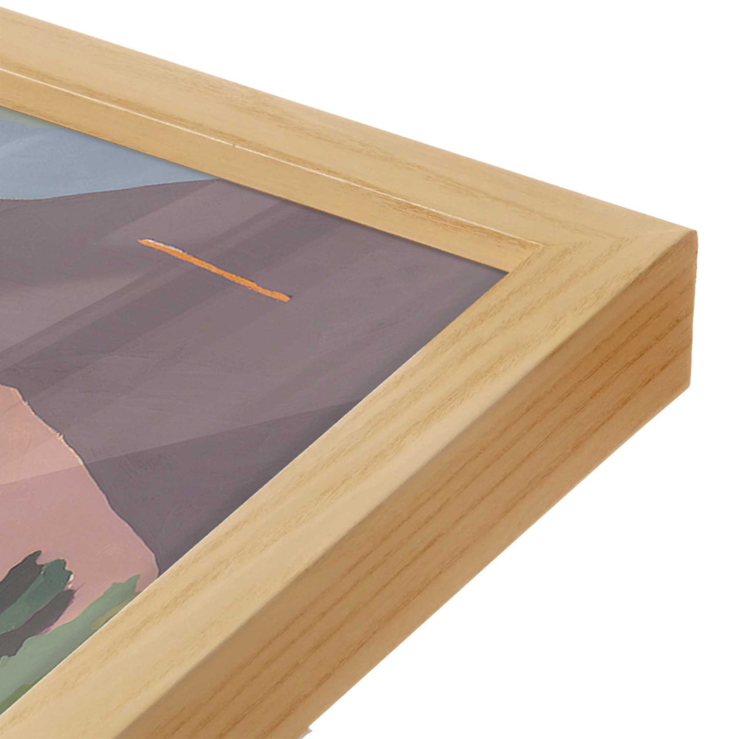 [Color:American Maple], Picture of art in a American Maple frame at an angle