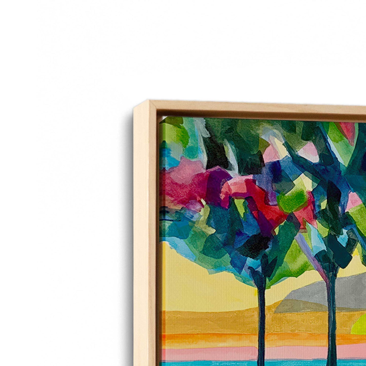 [Color:American Maple], Picture of art in a American Maple frame at an angle