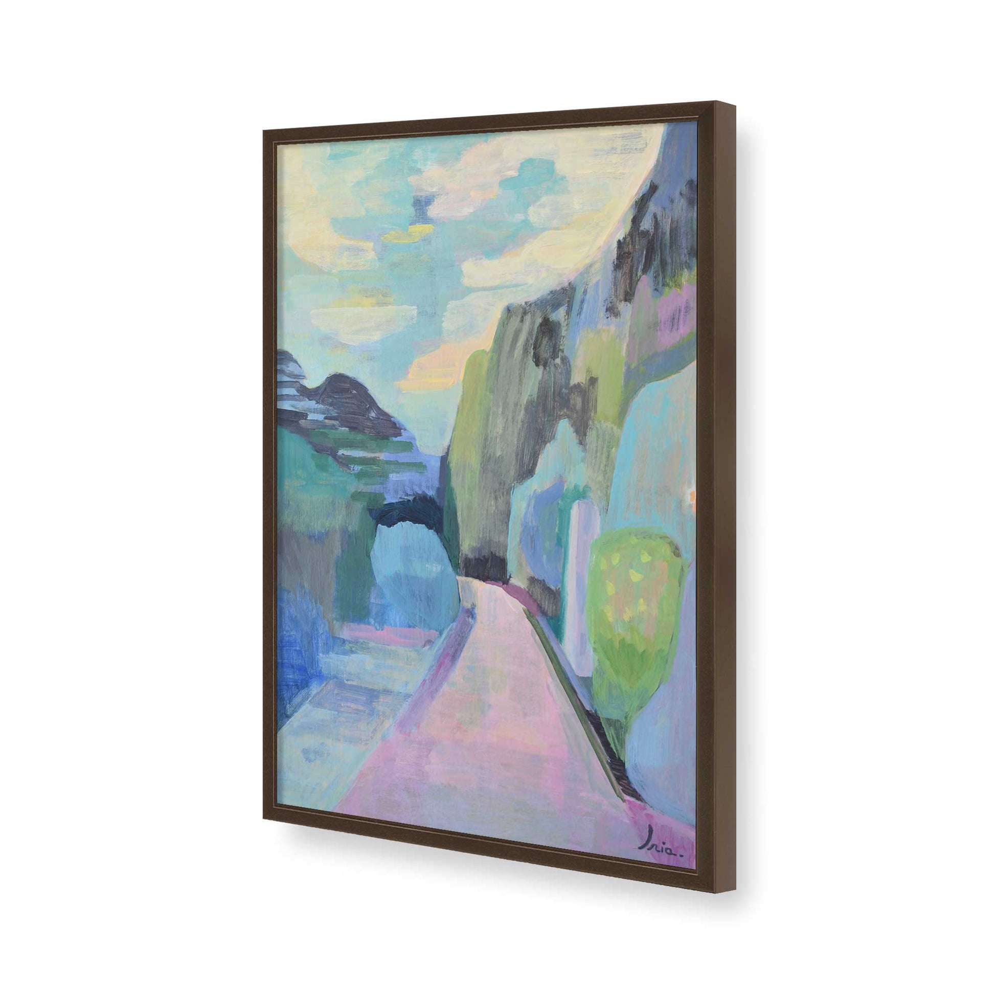 [Color:Brown], Picture of art in a Brown frame of the corner