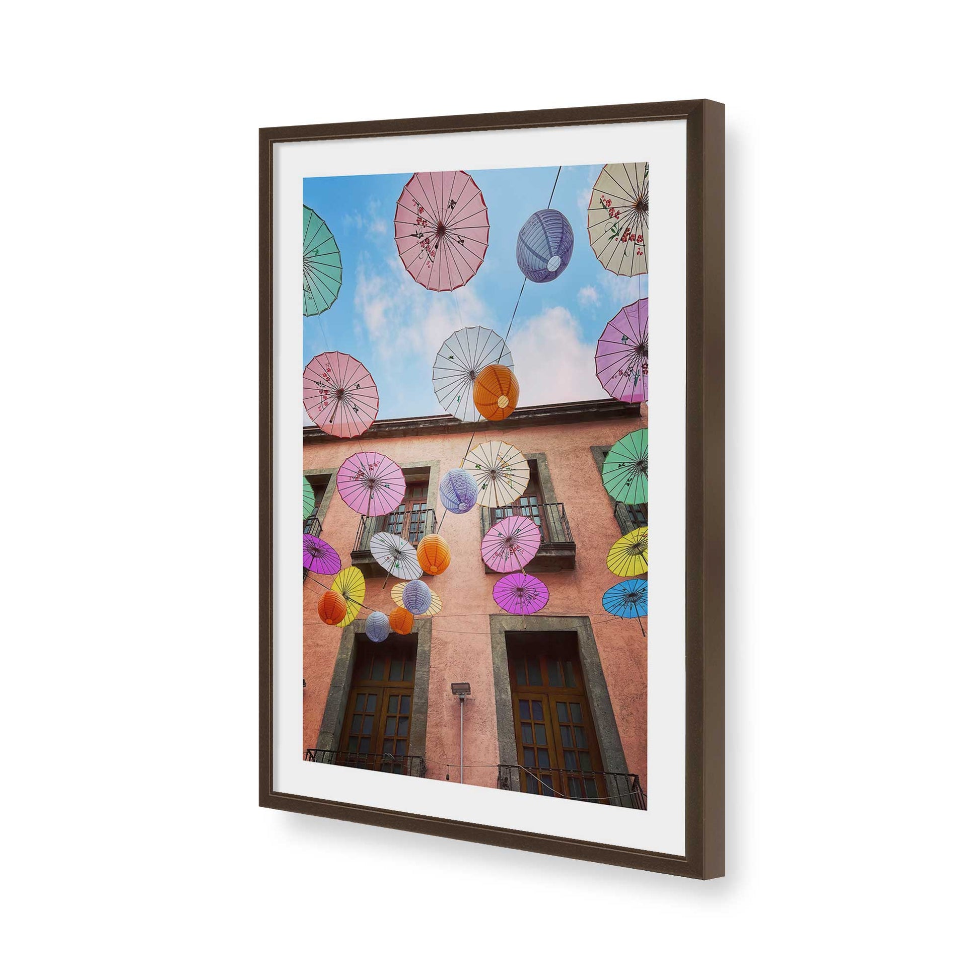[Color:Brown], Picture of art in a Brown frame of the corner