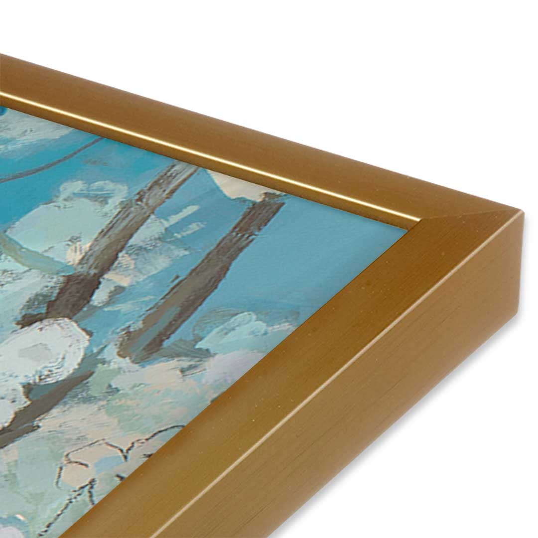 [Color:Polished Gold], Picture of art in a Polished Gold frame at an angle