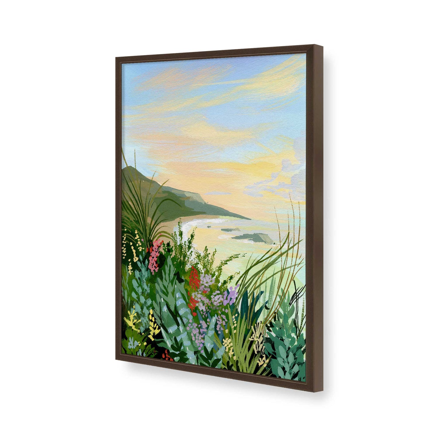 [Color:Brown], Picture of art in a Brown frame of the corner