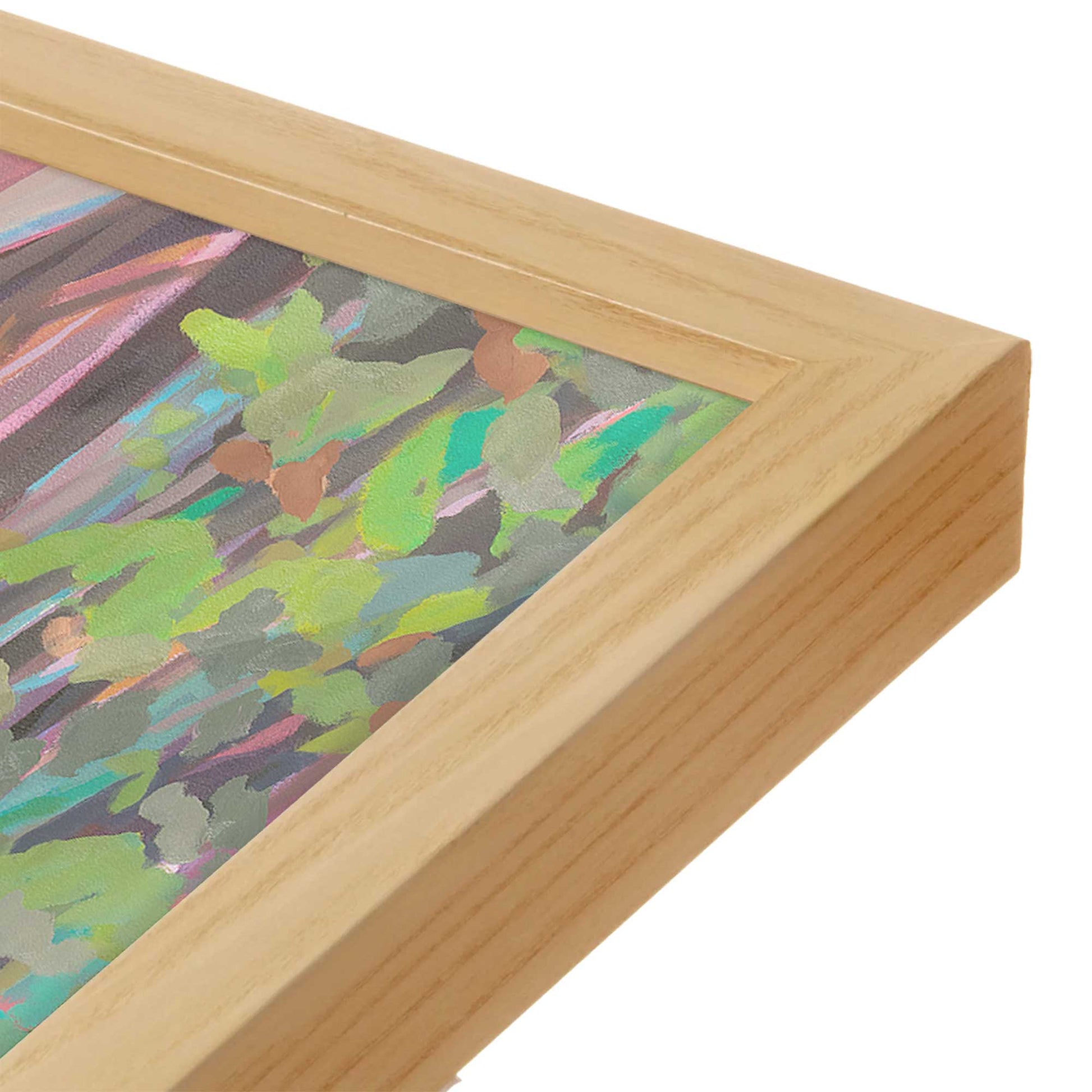 [Color:American Maple], Picture of art in a American Maple frame at an angle