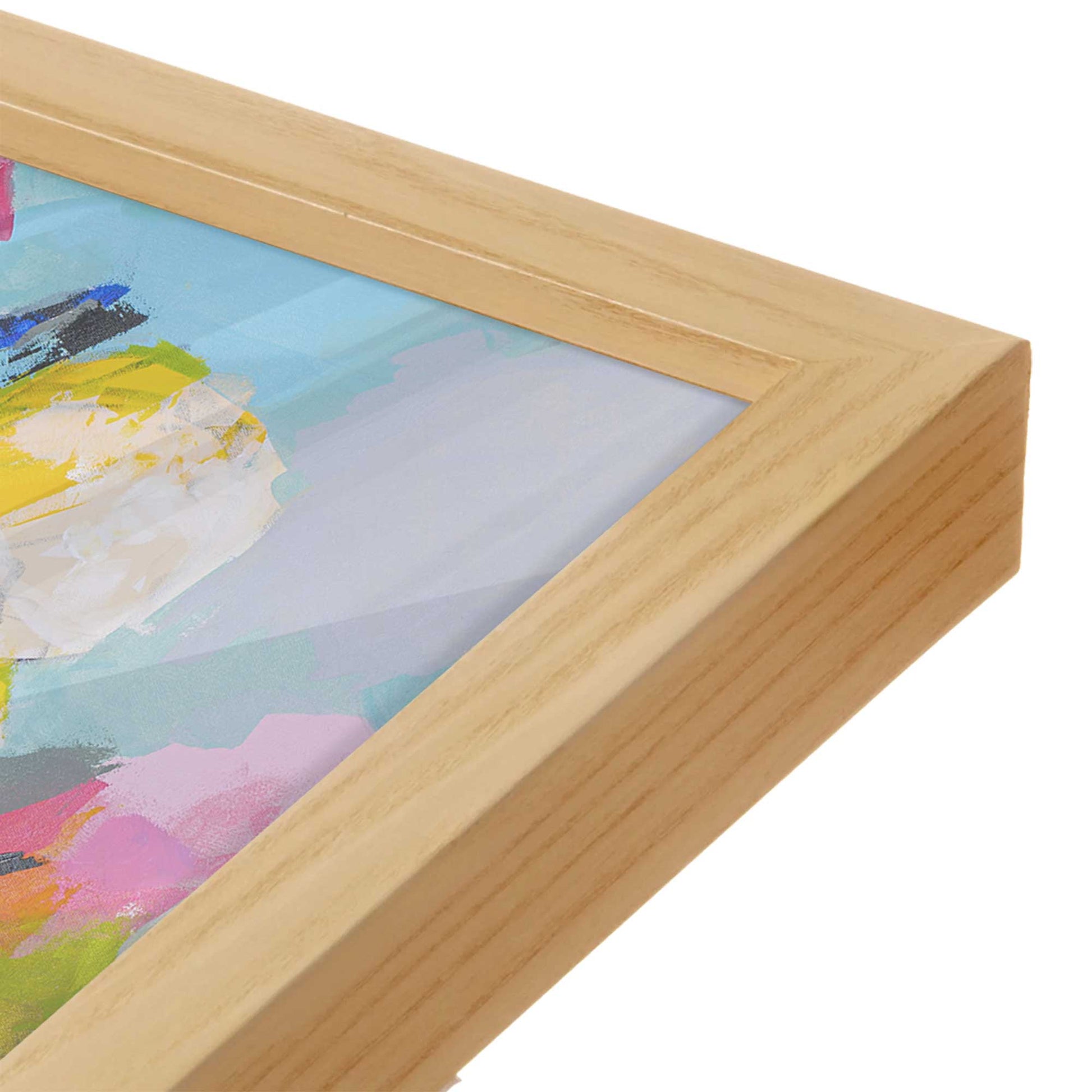 [Color:American Maple], Picture of art in a American Maple frame at an angle