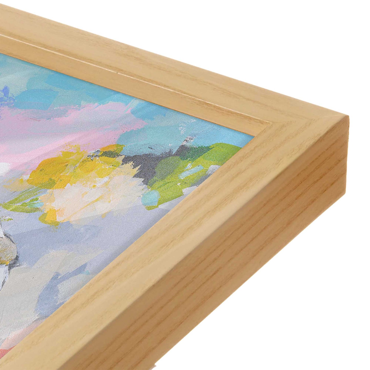 [Color:American Maple], Picture of art in a American Maple frame at an angle
