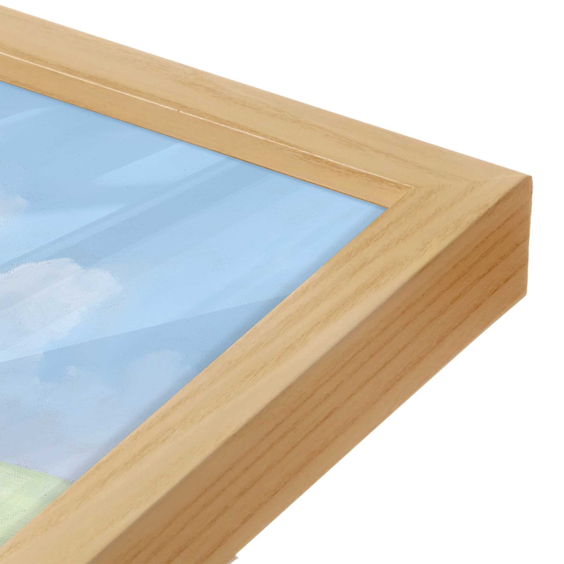 [Color:American Maple], Picture of art in a American Maple frame at an angle