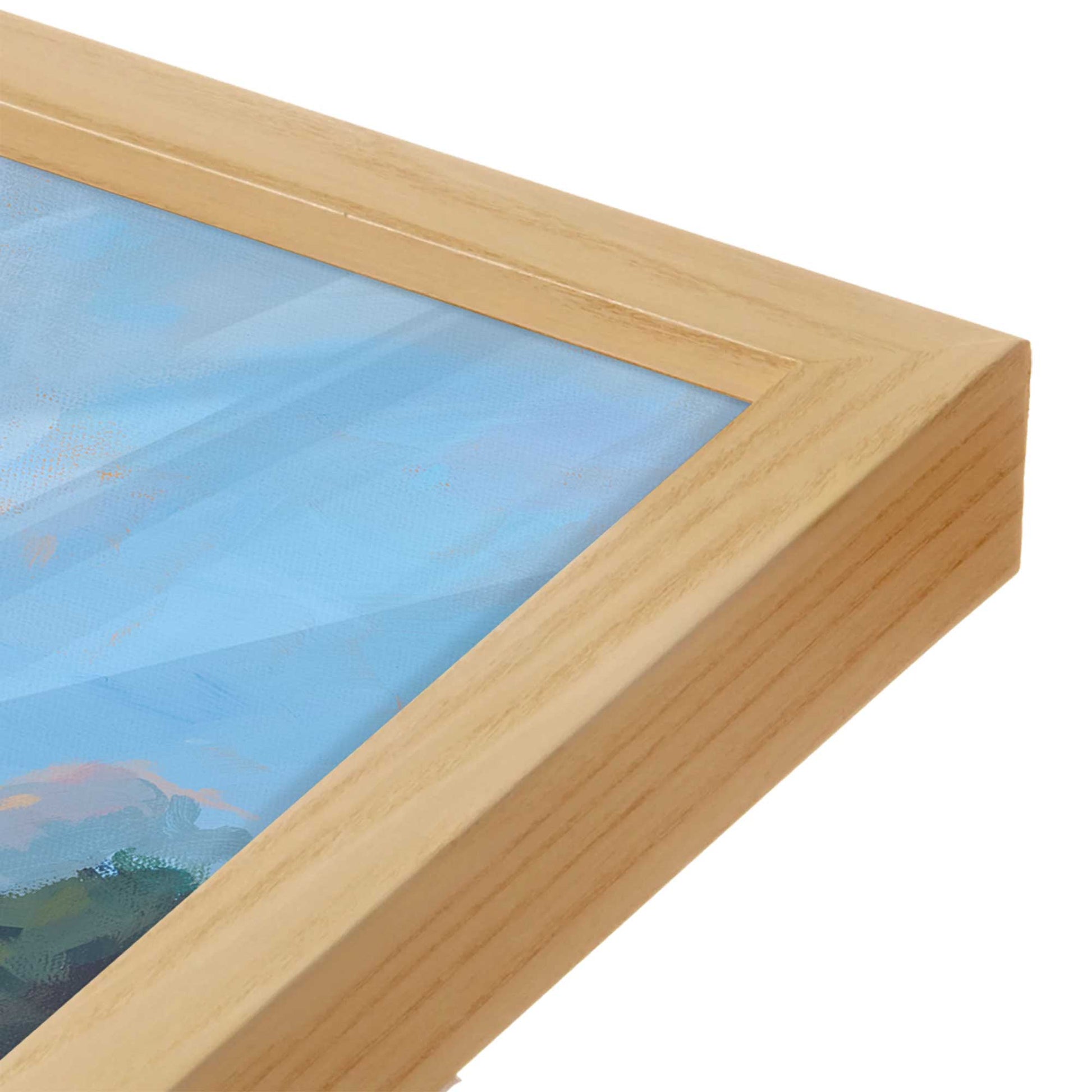 [Color:American Maple], Picture of art in a American Maple frame at an angle