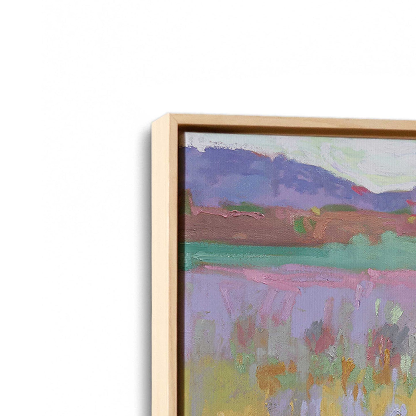 [Color:American Maple], Picture of art in a American Maple frame at an angle